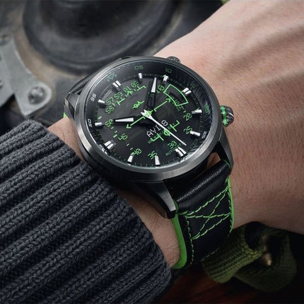 AVI-8 Hawker Harrier HUD Nahkahihna Gradienttimusta Kellotaulu Automaattinen AV-4117-02 Miesten kello