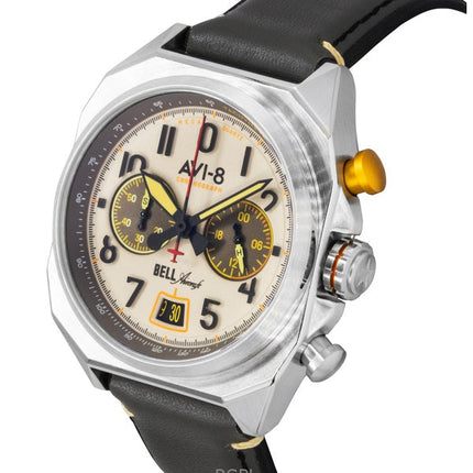 AVI-8 Bell X-1 Machbuster Chronograph Camel Brown -ranneke, kermanvärinen kellotaulu, kvartsi, AV-4118-03, miesten kello