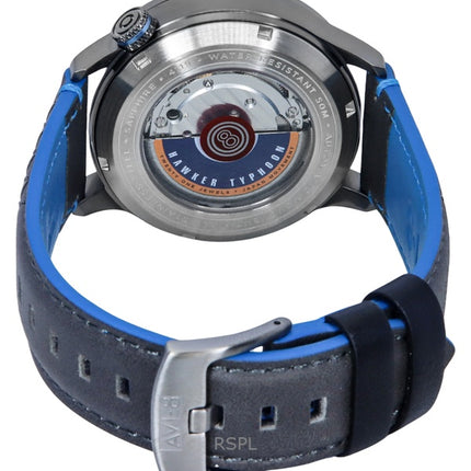 AVI-8 Hawker Typhoon Baldwin Iron Blue nahkahihna, harmaa kellotaulu, automaattinen AV-4119-03 miesten kello