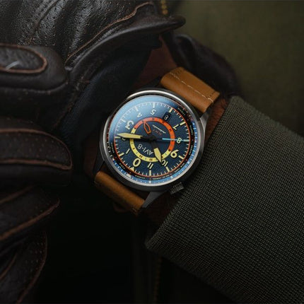 AVI-8 Flyboy Wingman Worldtimer GMT Atlantic Blue Kellotaulu Automaattinen AV-4120-01 Miesten kello lisähihnalla