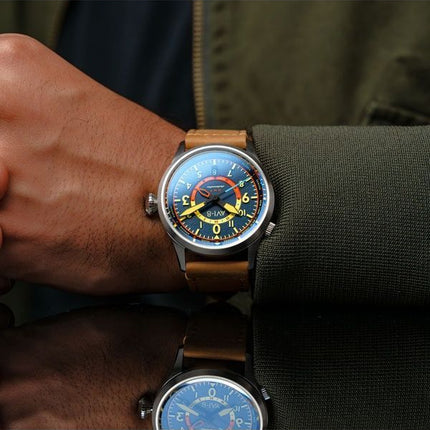 AVI-8 Flyboy Wingman Worldtimer GMT Atlantic Blue Kellotaulu Automaattinen AV-4120-01 Miesten kello lisähihnalla