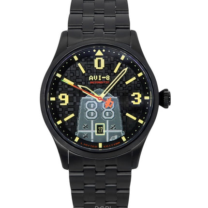 AVI-8 Flyboy Capcom 1942 Automatic Pixel Limited Edition Midnight Ace Black Dial AV-4121-33 Miesten kello lisähihnalla