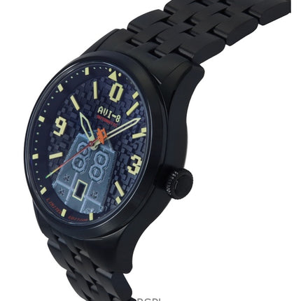 AVI-8 Flyboy Capcom 1942 Automatic Pixel Limited Edition Midnight Ace Black Dial AV-4121-33 Miesten kello lisähihnalla