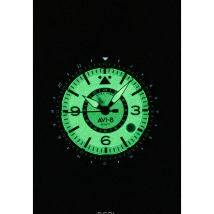 AVI-8 Flyboy Airmaster GMT nahkaranneke, valkoinen kellotaulu, automaattinen AV-4128-02 miesten kello
