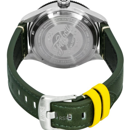 AVI-8 Flyboy Airmaster GMT -runko, vihreä nahkaranneke, vihreä kellotaulu, automaattinen, AV-4128-03, miesten kello