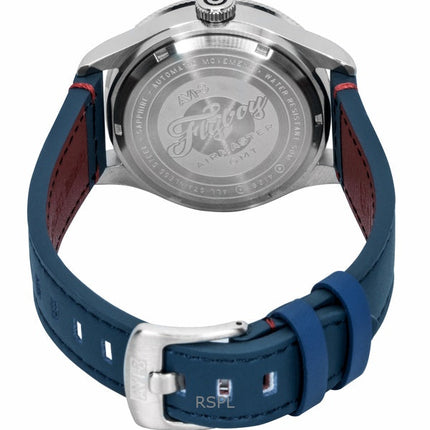 AVI-8 Flyboy Airmaster GMT -ohjaamo, sininen nahkaranneke, sininen kellotaulu, automaattinen, AV-4128-04, miesten kello