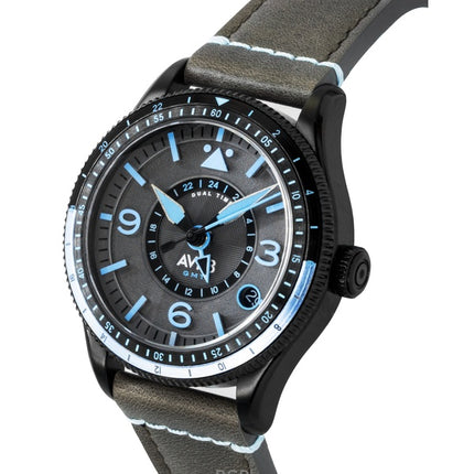 AVI-8 Flyboy Airmaster GMT nahkaranneke harmaalla kellotaululla automaattinen AV-4128-05 miesten kello