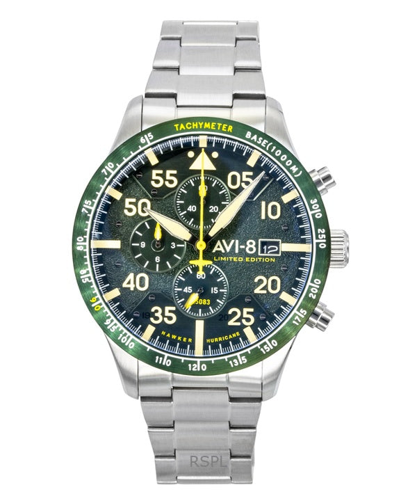 AVI-8 Hawker Hurricane Chronograph -rajoitetun erän vihreällä kellotaululla varustettu kvartsi AV-4130-33 miesten kello lisärannekkeella