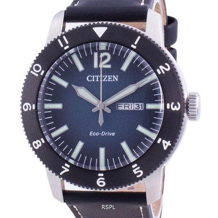Citizen Blue Dial Calf Leather Eco-Drive AW0077-19L 100M miesten kello