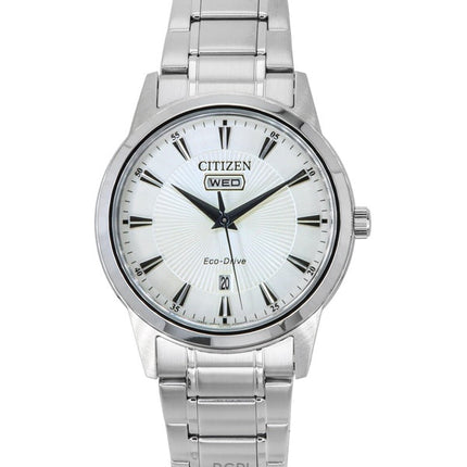 Citizen Eco-Drive ruostumattomasta teräksestä valmistettu valkoinen kellotaulu AW0100-86B miesten kello