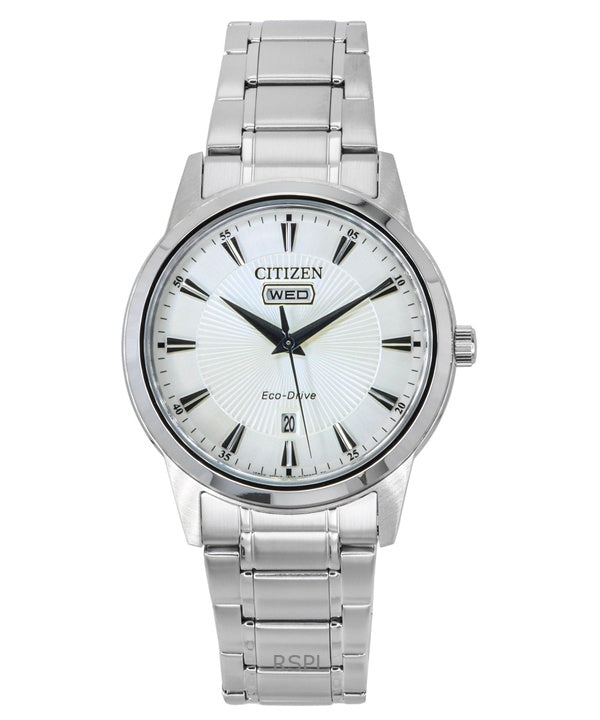 Citizen Eco-Drive ruostumattomasta teräksestä valmistettu valkoinen kellotaulu AW0100-86B miesten kello