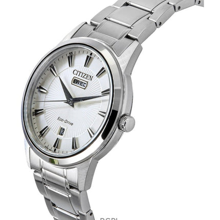 Citizen Eco-Drive ruostumattomasta teräksestä valmistettu valkoinen kellotaulu AW0100-86B miesten kello