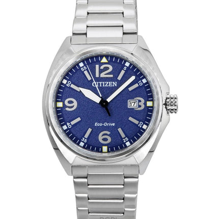 Citizen Eco-Drive ruostumattomasta teräksestä valmistettu sininen kellotaulu AW1571-76L 100M miesten kello