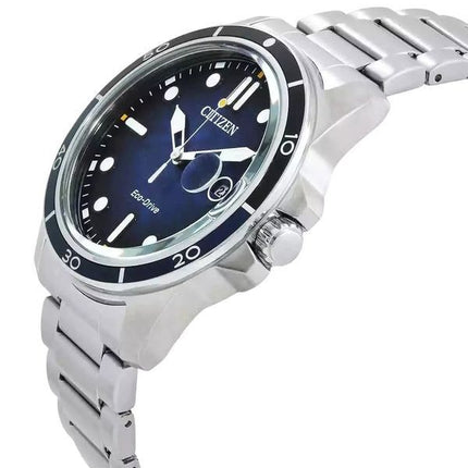 Citizen Marine ruostumattomasta teräksestä valmistettu sininen kellotaulu Eco-Drive AW1810-85L 100M miesten kello