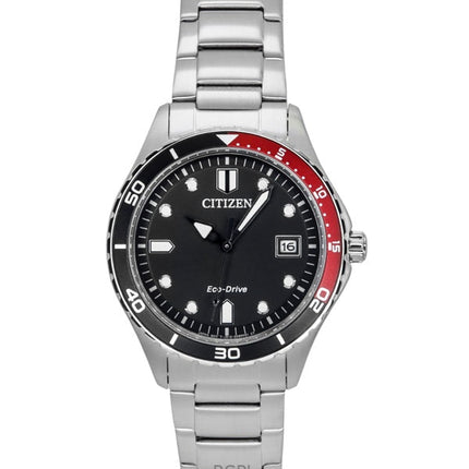 Citizen Eco-Drive ruostumattomasta teräksestä valmistettu musta kellotaulu AW1820-81E 100M unisex-kello