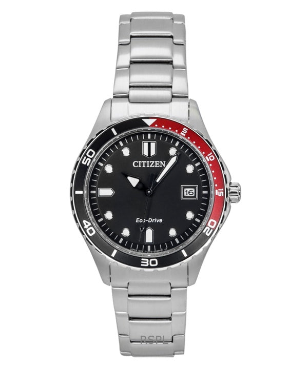 Citizen Eco-Drive ruostumattomasta teräksestä valmistettu musta kellotaulu AW1820-81E 100M unisex-kello