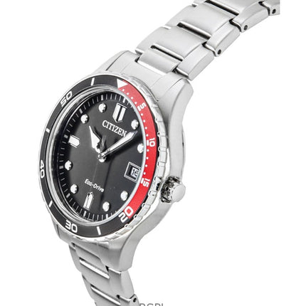 Citizen Eco-Drive ruostumattomasta teräksestä valmistettu musta kellotaulu AW1820-81E 100M unisex-kello