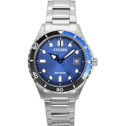 Citizen Eco-Drive ruostumattomasta teräksestä valmistettu sininen kellotaulu AW1821-89L 100M unisex-kello