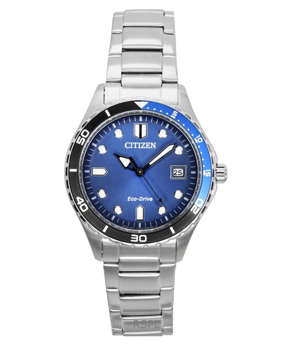 Citizen Eco-Drive ruostumattomasta teräksestä valmistettu sininen kellotaulu AW1821-89L 100M unisex-kello