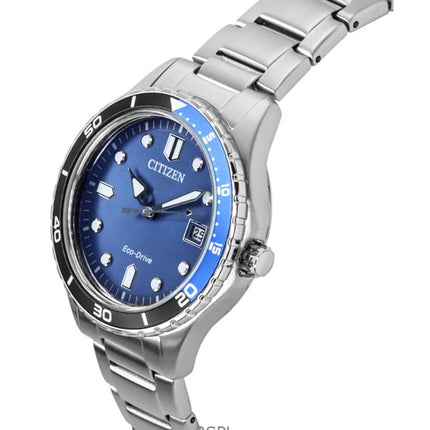 Citizen Eco-Drive ruostumattomasta teräksestä valmistettu sininen kellotaulu AW1821-89L 100M unisex-kello