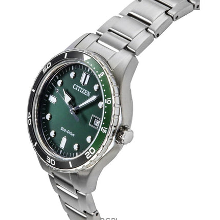 Citizen Eco-Drive ruostumattomasta teräksestä valmistettu vihreä kellotaulu AW1828-80X 100M unisex-kello