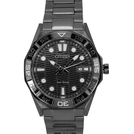 Citizen Brycen ruostumattomasta teräksestä valmistettu musta kellotaulu Eco-Drive AW1855-52E 100M miesten kello