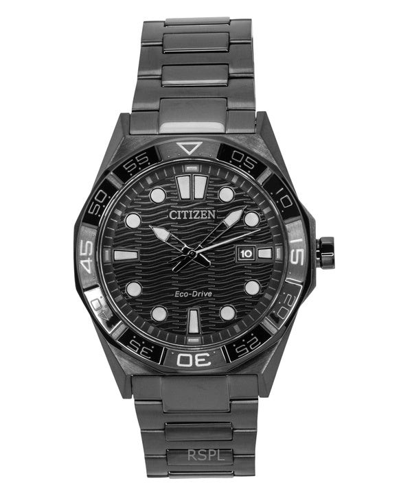 Citizen Brycen ruostumattomasta teräksestä valmistettu musta kellotaulu Eco-Drive AW1855-52E 100M miesten kello