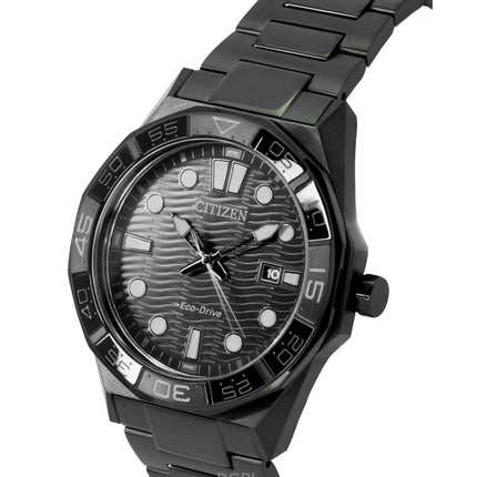 Citizen Brycen ruostumattomasta teräksestä valmistettu musta kellotaulu Eco-Drive AW1855-52E 100M miesten kello