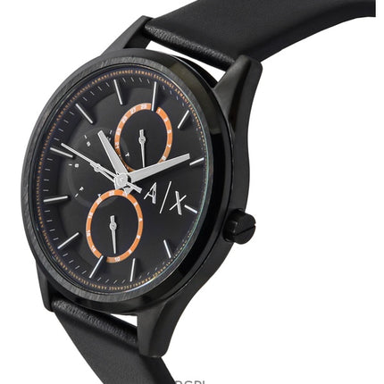 Armani Exchange AX1886 -nahkahihnalla varustettu monitoiminen mustalla kellotaululla varustettu kvartsi miesten kello