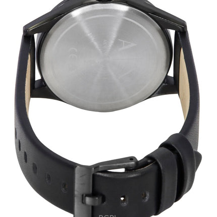Armani Exchange AX1886 -nahkahihnalla varustettu monitoiminen mustalla kellotaululla varustettu kvartsi miesten kello