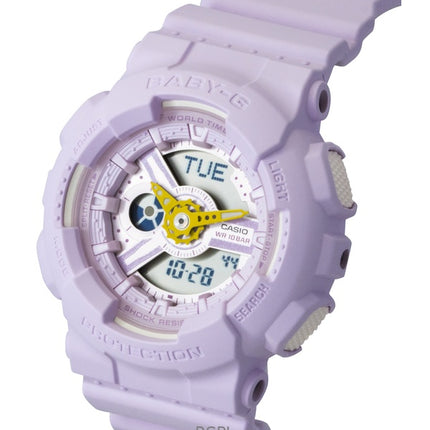 Casio Baby-G analoginen digitaalinen hartsiranneke violetilla kellotaululla kvartsi BA-110AH-6A 100M naisten kello