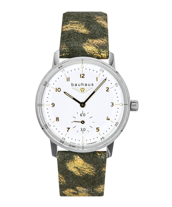 Bauhaus Classic -nahkahihnalla varustettu valkoisella kellotaululla varustettu kvartsi 20371 naisten kello