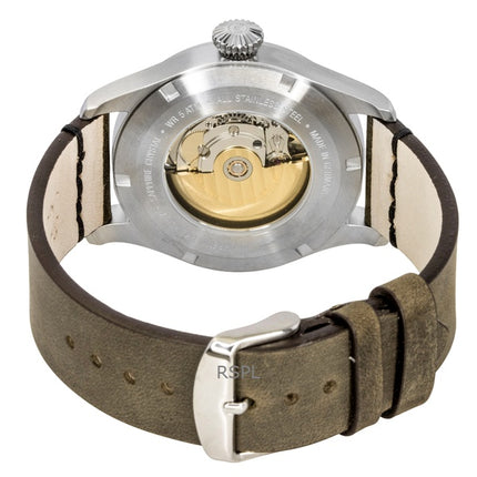 Bauhaus Aviation -nahkahihnalla varustettu beige soittaa automaattinen 27565 miesten kello