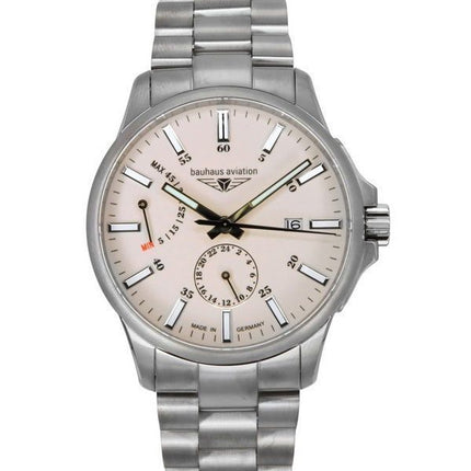 Bauhaus Aviation Titanium Full Luminous Beige Kellotaulu 2860M5 100M Miesten kello