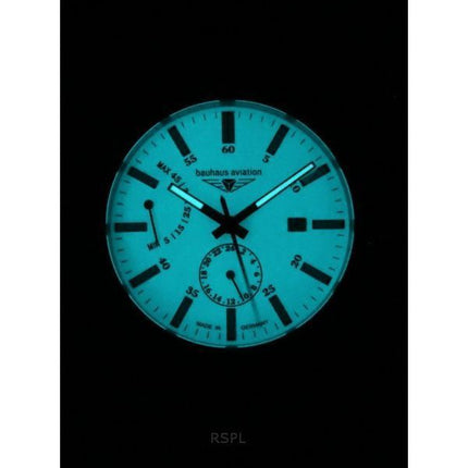 Bauhaus Aviation Titanium Full Luminous Beige Kellotaulu 2860M5 100M Miesten kello
