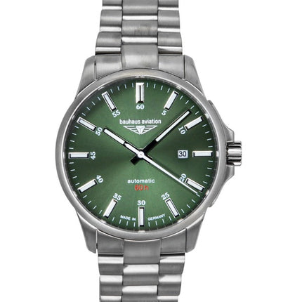 Bauhaus Aviation Titanium Dark Green Dial Automatic 2864M4 100M miesten kello