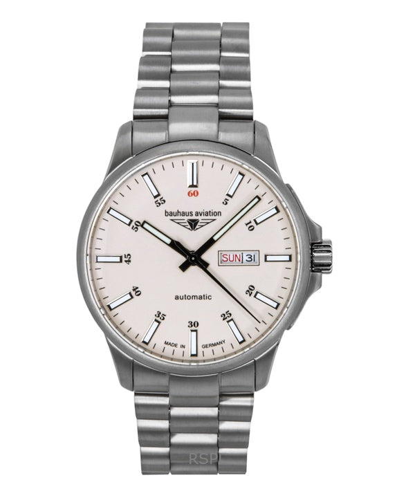 Bauhaus Aviation Titanium Beige Dial Automatic 2866M5 100M miesten kello