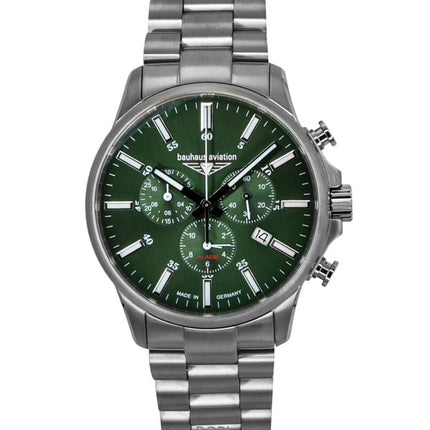 Bauhaus Aviation Chronograph Titanium Green Dial Quartz 2880M4 100M miesten kello