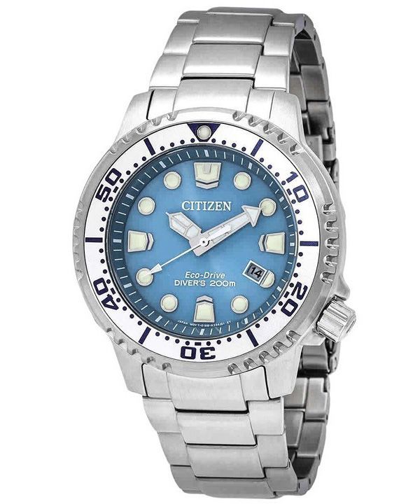 Citizen Promaster Dive ruostumattomasta teräksestä vaaleansininen kellotaulu Eco-Drive Diver',s BN0165-55L 200M miesten kello