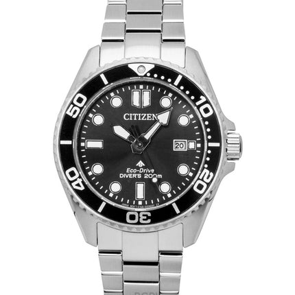 Citizen Promaster Dive -ruostumattomasta teräksestä valmistettu musta kellotaulu Eco-Drive BN0261-51E 200M miesten kello