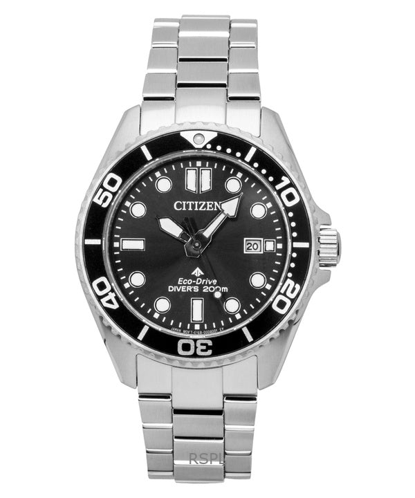 Citizen Promaster Dive -ruostumattomasta teräksestä valmistettu musta kellotaulu Eco-Drive BN0261-51E 200M miesten kello