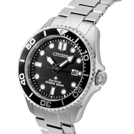 Citizen Promaster Dive -ruostumattomasta teräksestä valmistettu musta kellotaulu Eco-Drive BN0261-51E 200M miesten kello