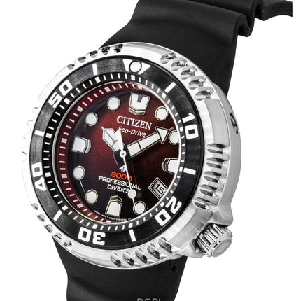 Citizen Promaster polyuretaanirannekkeen punainen kellotaulu Eco-Drive Diver&#39;s BN1024-01Z 300M miesten kello