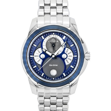Citizen Calendrier Moon Phase ruostumattomasta teräksestä valmistettu sininen kellotaulu Eco-Drive BU0088-51H 100M miesten kello
