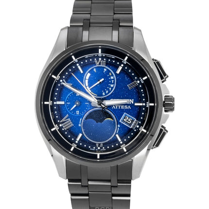 Citizen Attesa Radio-ohjattava Super Titanium Moon Phase Blue Dial Eco-Drive BY1007-60L 100M miesten kello