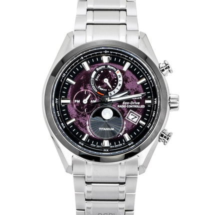 Citizen Tsuki-Yomi Radio-ohjattava Moon Phase Super Titanium Red Dial Eco Drive BY1018-80X 100M miesten kello