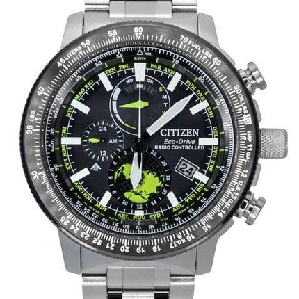 Citizen Promaster Geo Trekker ruostumattomasta teräksestä valmistettu musta kellotaulu Eco-Drive BY3006-53E 200M miesten pilotti