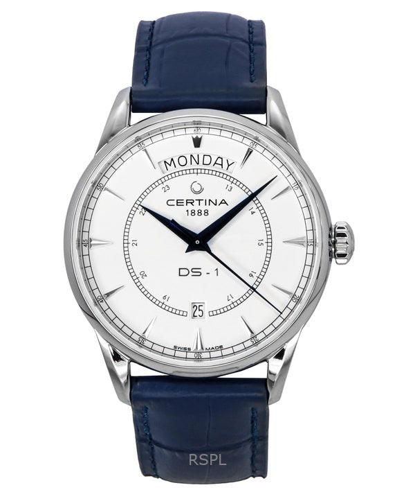 Certina DS-1 Day-Date -nahkaranneke, valkoinen kellotaulu, automaattinen C029.430.16.011.00, 100M miesten kello