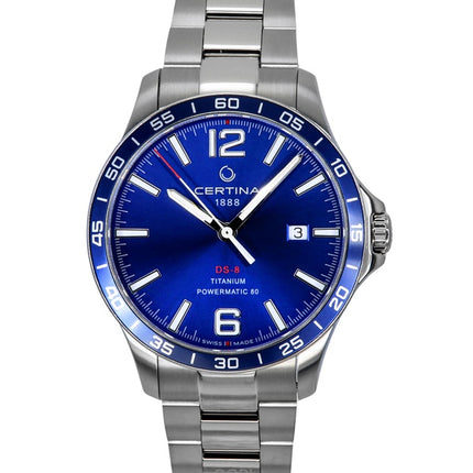 Certina DS-8 Powermatic 80 titaani sininen kellotaulu automaattinen C033.807.44.047.00 100M miesten kello