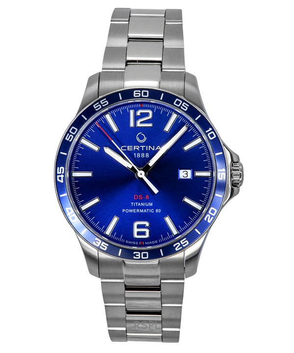 Certina DS-8 Powermatic 80 titaani sininen kellotaulu automaattinen C033.807.44.047.00 100M miesten kello